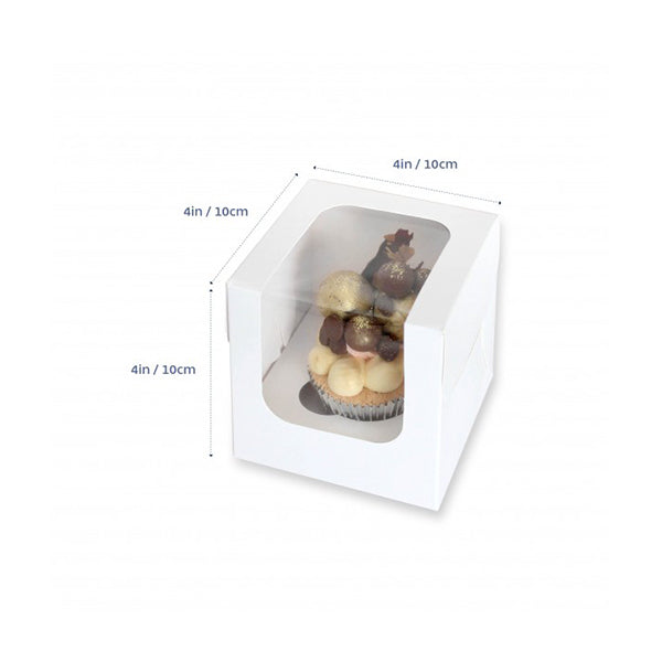 SINGLE CUPCAKE BOX 10PKT 4x4x4 white