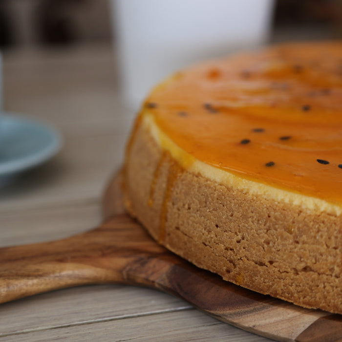 Large Baked Mango & Passion-fruit Cheesecake